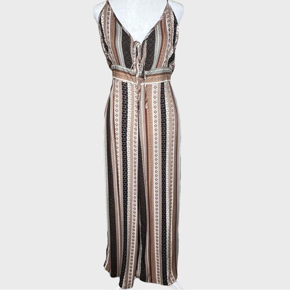 NWT Dress Forum Ethnic Stripe Jumpsuit Cutout Scrappy Low Back Women's Size L